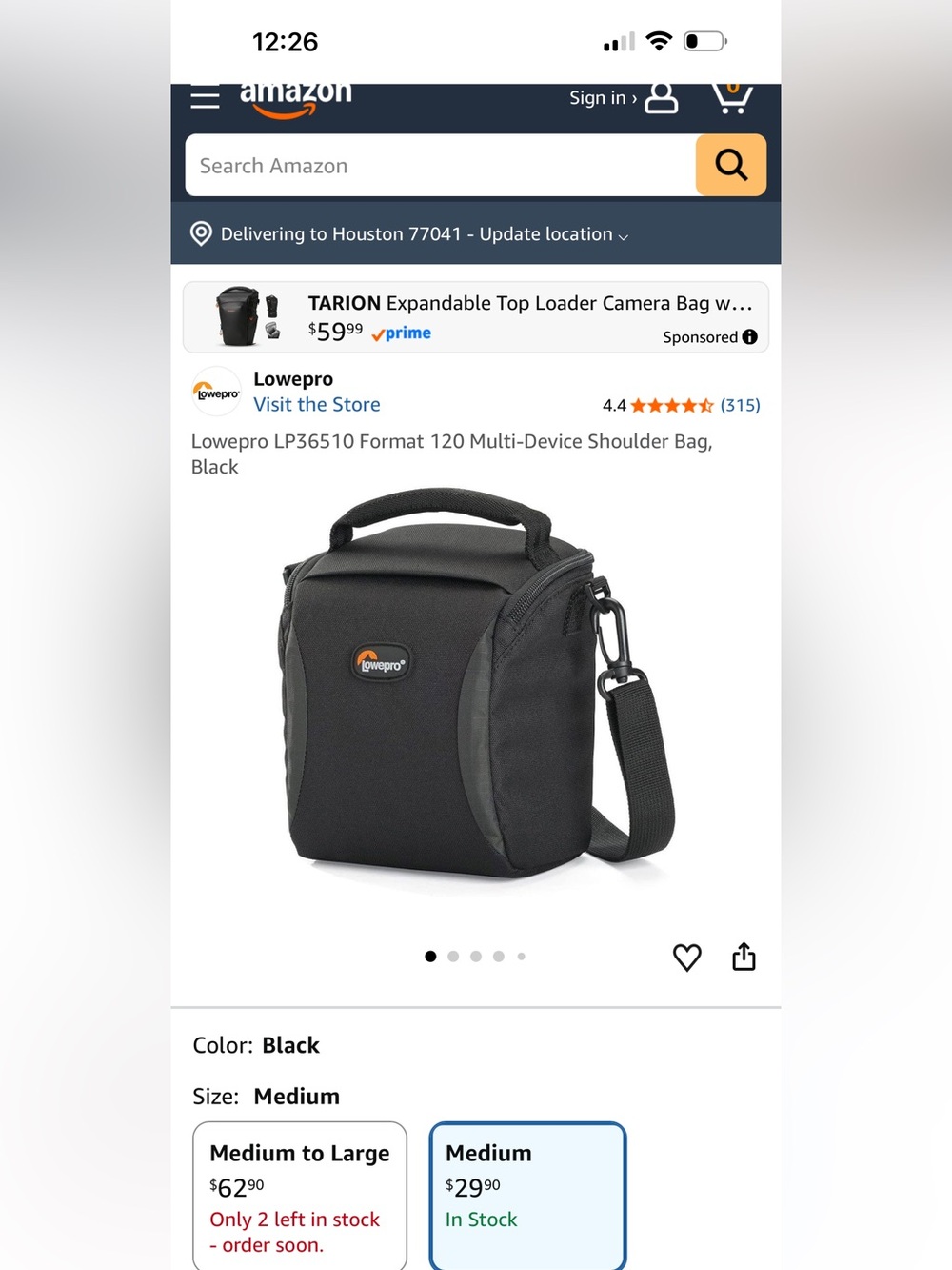 Black Compact Camera Bag - Crossbody Carry Case
